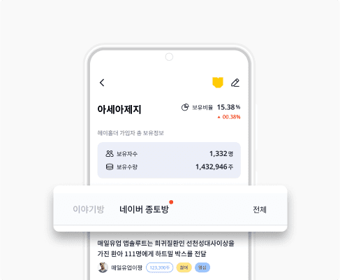 헤이홀더 종목별 게시판 화면